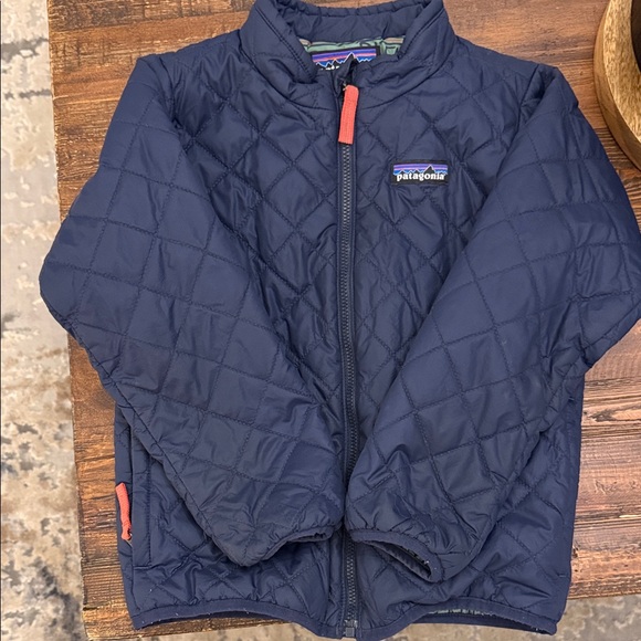 Patagonia Blue Quilted Nano Puff Jacket with Red Zipper